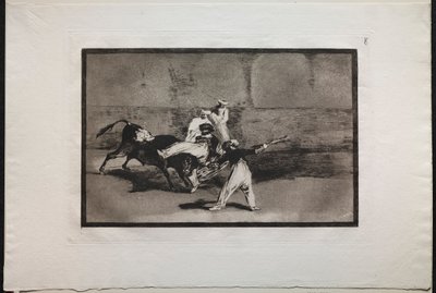 Touradas: uma charneca capturada por um touro no ringue, 1876. de Francisco de Goya