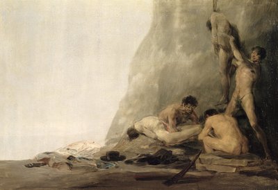 Canibais Preparando suas Vítimas, ou Os Corpos de Jean de Brebeuf e Gabriel Lallemant sendo esfolados pelos iroqueses em 1649, c.1800-08 (par de 83.792) de Francisco de Goya
