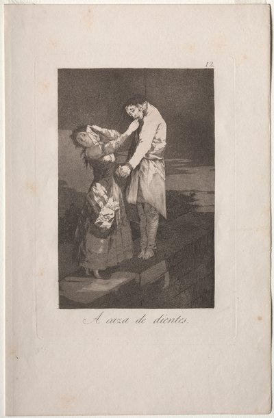 Caprichos: caçando os dentes. de Francisco de Goya