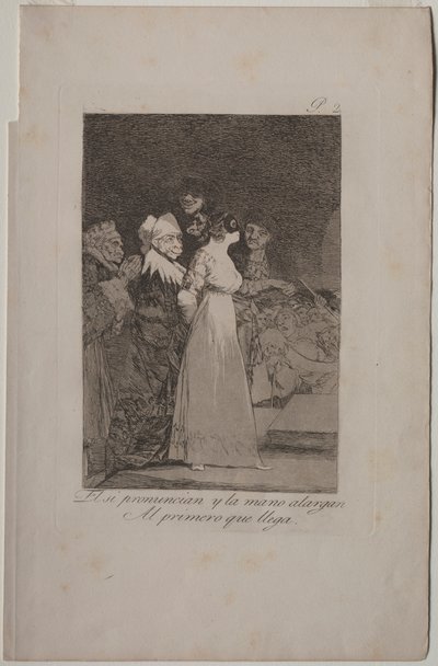 Caprichos: Eles dizem sim e dão a mão ao primeiro que chega.. de Francisco de Goya