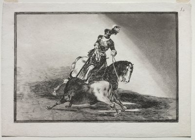 Charles V Lança um touro no ringue em Valladolid, 1815-1816. de Francisco de Goya