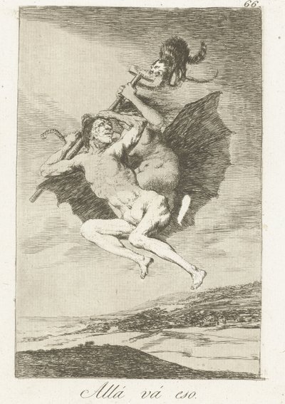 lá vão eles Allá vá eso (título no objeto) Los Caprichos (título da série) de Francisco de Goya