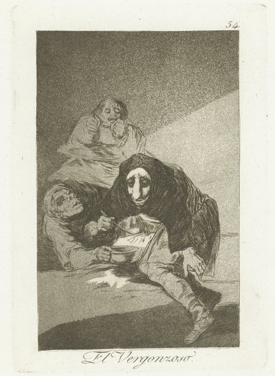 Por schaamtevolle O Vergonhoso (título no objeto) Los Caprichos (título da série) de Francisco de Goya