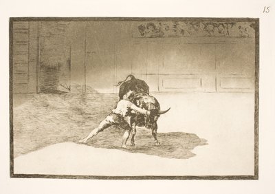 O famoso Martincho coloca as banderillas, engana o touro com os movimentos do seu corpo de Francisco de Goya