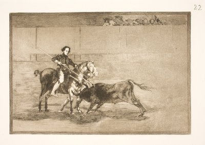 Celebrou a coragem viril de Pajuelera (na arena) em Saragoça de Francisco de Goya