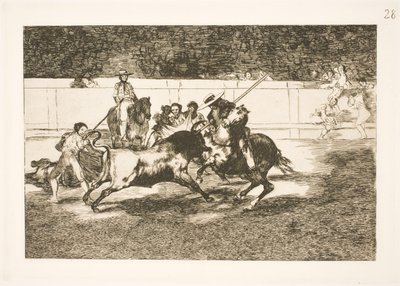 O poderoso Rendon lança um touro, a estocada que causou sua morte na arena em Madrid de Francisco de Goya