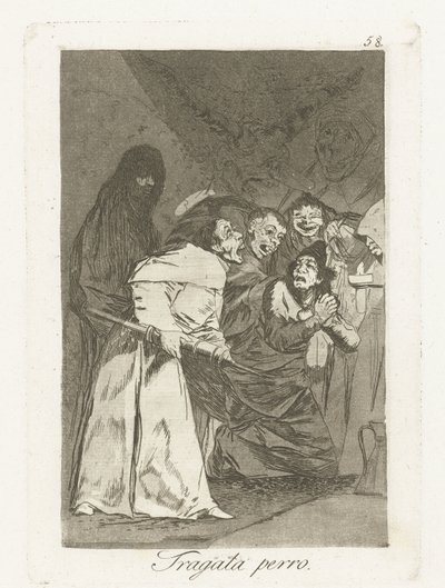 andorinha, cachorro Tragala perro Los Caprichos (título da série) de Francisco de Goya