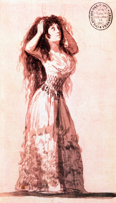 A Duquesa Alba a pôr o cabelo em ordem. Desenho de Francisco de Goya y Lucientes (1746-1828). 1796. de Francisco de Goya