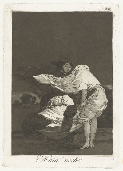 uma noite ruim Mala noche (título no objeto) Los Caprichos (título da série) de Francisco de Goya