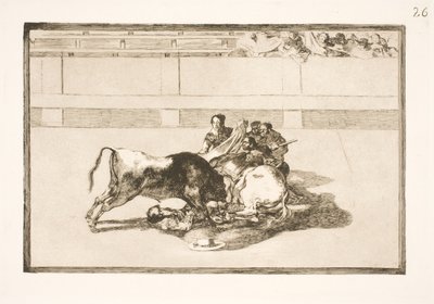 Um picador é jogado do cavalo e cai sob o touro de Francisco de Goya
