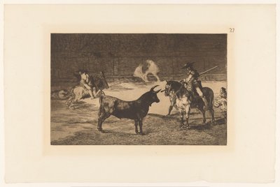 Fernando del Toro daagt een stier uit
O famoso Fernando del Toro, barilarguero, forçando a besta com a sua garrocha (poste)
Stierengevechten (título da série)
La Taureaumachie (título da série)
La Tauromaquia (título da série) de Francisco de Goya