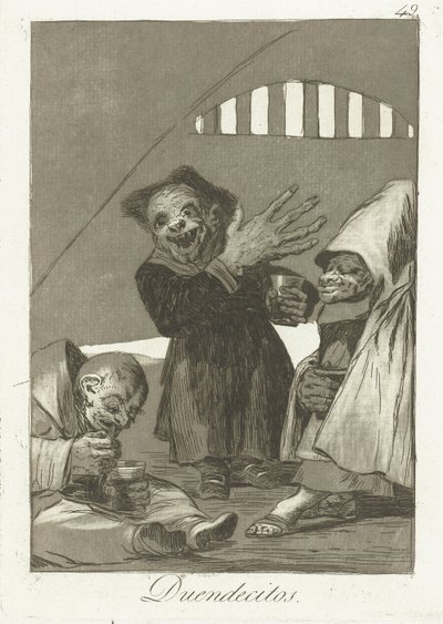 kobolds pequenos elfos Los Caprichos (título da série) de Francisco de Goya