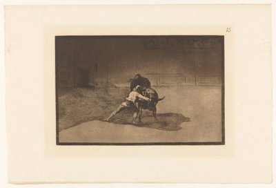 Martincho em gevecht conheceu een stier O famoso Martincho colocando banderillas para quebrar Stierengevechten (título da série) La Taureamachie (título da série) Tourada (título da série) de Francisco de Goya