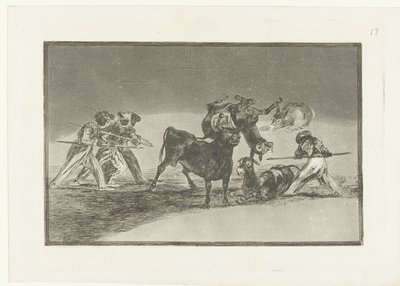 Mouros e burros a lutar contra um touro
Palenque de los Moros hecho con burros para defenderse del toro embolado
La Tauromaquia (título da série)
Tourada (título da série) de Francisco de Goya
