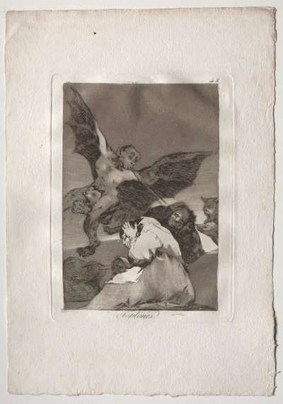 Ochenta Caprichos: Contos-portadores-rajadas de vento de Francisco de Goya