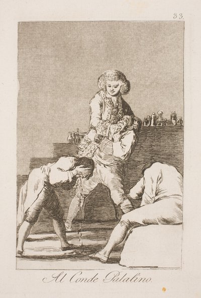 Conde Palatino. Ministro das Relações Exteriores Urquijo como um charlatão de Francisco de Goya