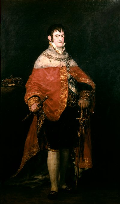 Retrato do Rei de Espanha, Fernando VII (1784-1833) com o seu manto real de Francisco de Goya