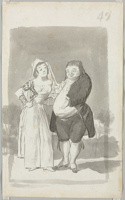 Prostituta Solicitando um Homem Gordo e Feio (reto) de Francisco de Goya