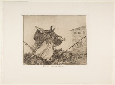 Que se rompe la cuerda (Que se parta o cordão), Placa 77 de Los Desastres de la Guerra (Os Desastres da Guerra), depois de 1814-15, publicada em 1863 (gravura, aquatint ou lavis & drypoint) de Francisco de Goya
