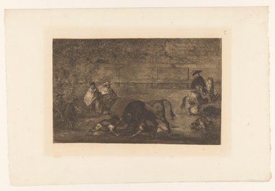 Touro atacado por cães
Les chiens lâchés sur le taureau
Tourada (título da série)
La Taureaumachie (título da série)
La Tauromaquia (título da série) de Francisco de Goya