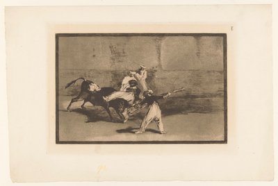 O touro é agarrado por toureiros
Cogida de un Moro estando en la plaza
Tourada (título da série)
La Taureaumachie (título da série)
La Tauromaquia (título da série) de Francisco de Goya