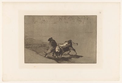 Stierenvechter em uma arena
O estudante muito destreinado de Falces, com um manto, provoca o touro com os seus "quiebros".
Stierengevechten (título da série)
La Taureaumachie (título da série)
La Tauromaquia (título da série) de Francisco de Goya