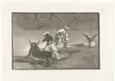 Toureiros em uma arena Capean otro encerrado Tourada (título da série) La Tauromaquia (título da série) de Francisco de Goya