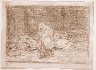 Os Desastres de Guerra : Camas mortuárias (desenho preparatório de Francisco de Goya