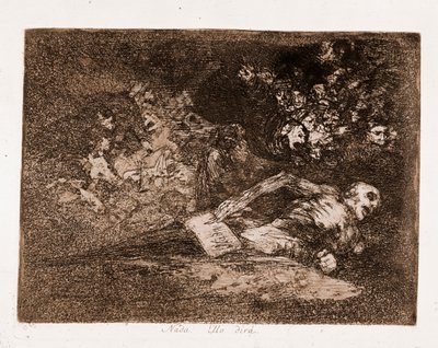 Os Desastres da Guerra : Nada, é o que ele vai dizer (gravura do desenho preparatório de Francisco de Goya