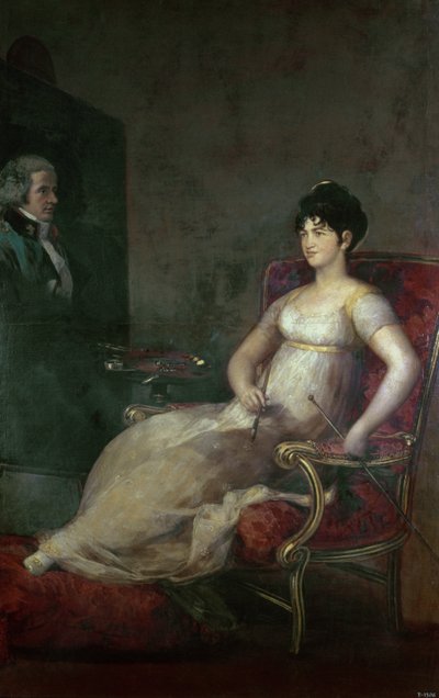A Marquesa de Villafranca pintando seu marido, 1804 de Francisco de Goya