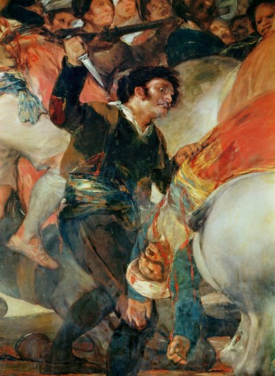 O segundo de maio de 1808. O motim contra os mercenários mamelucos, detalhe de um homem com um punhal, 1814 de Francisco de Goya