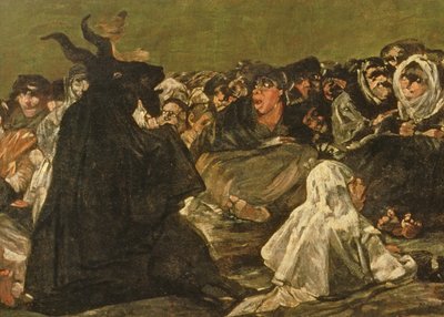 O Sábado das Bruxas ou O Grande Bode (uma das Pinturas Negras), c.1821-23 (detalhe de 38640) de Francisco de Goya