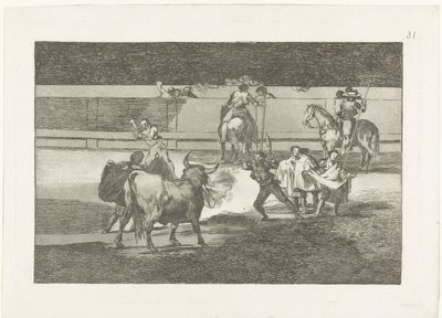 Toureiro conheceu banderillas brandende bandas de fogo Tourada (título da série) Stierenvechten (título da série) de Francisco de Goya