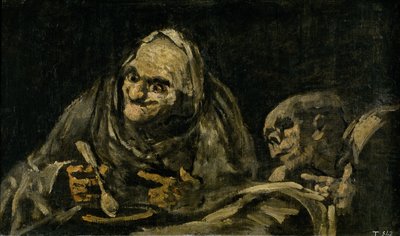 Dois velhos comendo sopa The Witchy Brew de Francisco de Goya