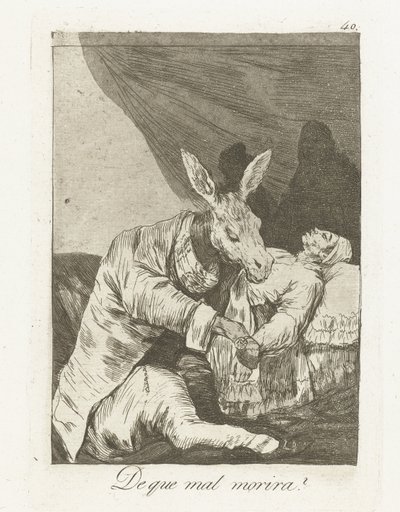 De que morrerá ele?
De que mal morira? (título sobre o objecto)
Los Caprichos (título da série) de Francisco de Goya
