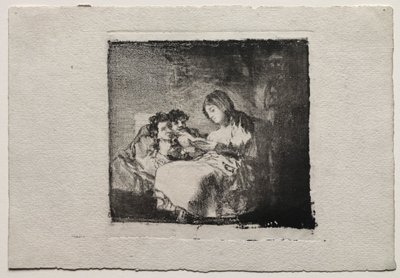 Mulher lendo para dois filhos, 1824-1825. de Francisco de Goya