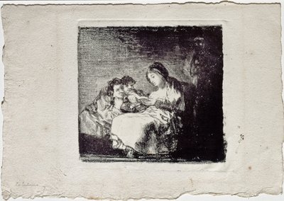 Mulher lendo para dois filhos La lectura, 1819-1825 de Francisco de Goya