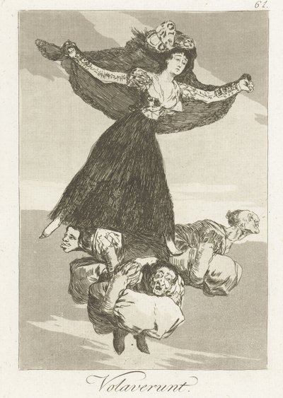 eles voaram Volaverunt (título no objeto) Los Caprichos (título da série) de Francisco de Goya