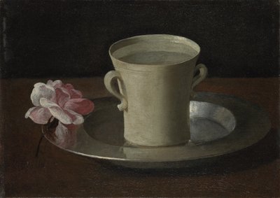 Um copo de água e uma rosa, c.1630 de Francisco de Zurbaran