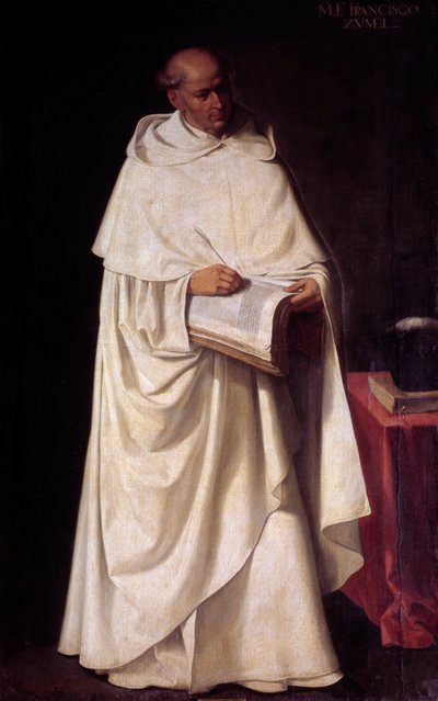 Retrato de Francisco Zumel (cerca de 1540-1607), religioso espanhol da Ordem de Merci (mercedário ou mercedario) e pintura teológica de Francisco de Zurbaran (1598-1664) Século XVII Madrid, Museu do Prado de Francisco de Zurbaran