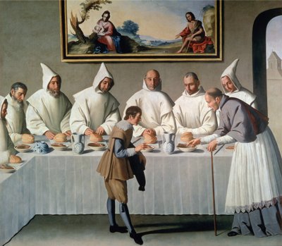 St. Hugh of Cluny (1024-1109) no refeitório dos cartuxos, 1633 de Francisco de Zurbaran