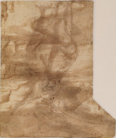 Fragmento de uma paisagem, verso, 17º centuy de Francisco the Younger Herrera