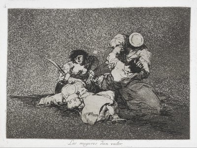 As mulheres dão coragem (Las mugeres dan valor) da série Os Desastres da Guerra (Los Desastres d ... de Francisco de Goya