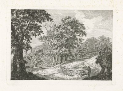 Paisagem com duas figuras ao lado da estrada de Franciscus Andreas Milatz