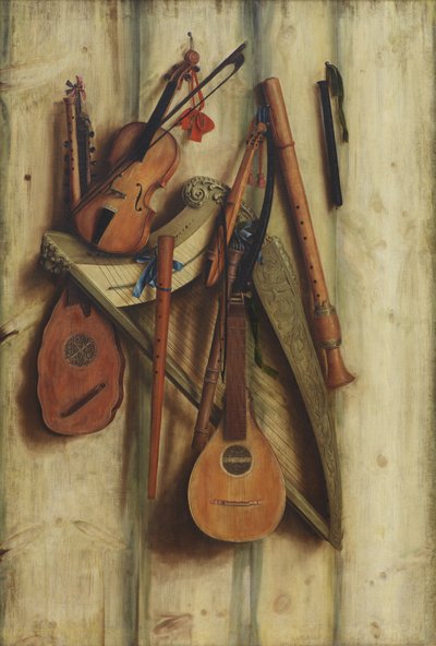 Divisória de tabuleiro com instrumentos musicais. Trompe l