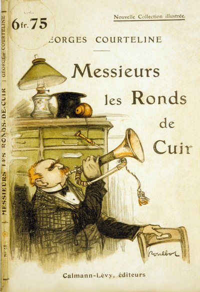 Capa de "Messieurs les ronds de cuir" de Georges Courteline, c.1908 (cor litho) de Francisque Poulbot