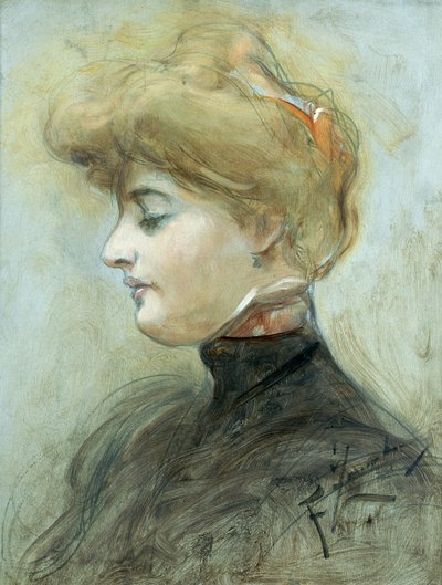Cabeça de uma mulher loura, c.1895 de Franciszek Zmurko