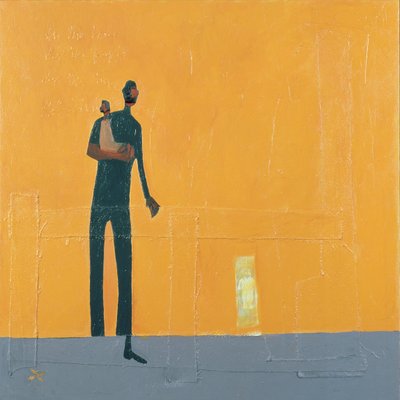 Pai e filho (técnica mista sobre tela) de Francks Deceus