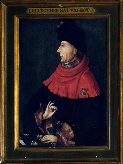 Retrato de Jean sem medo, Duque de Borgonha (1371-1419) Pintura da escola borgonhesa. O início do século XV. Sol 0,29x0,21 m de Franco-Burgundian