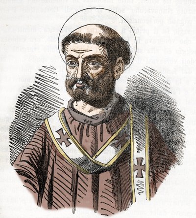 Retrato do Papa Libere (Liberius) (352-366) Gravura de "I misteri del vaticano" de Franco Mistrali 1843 de Franco Mistrali